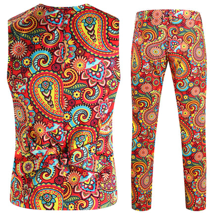 Men's Multicolor Printed Vest Suit - Vests | Multicolor / M