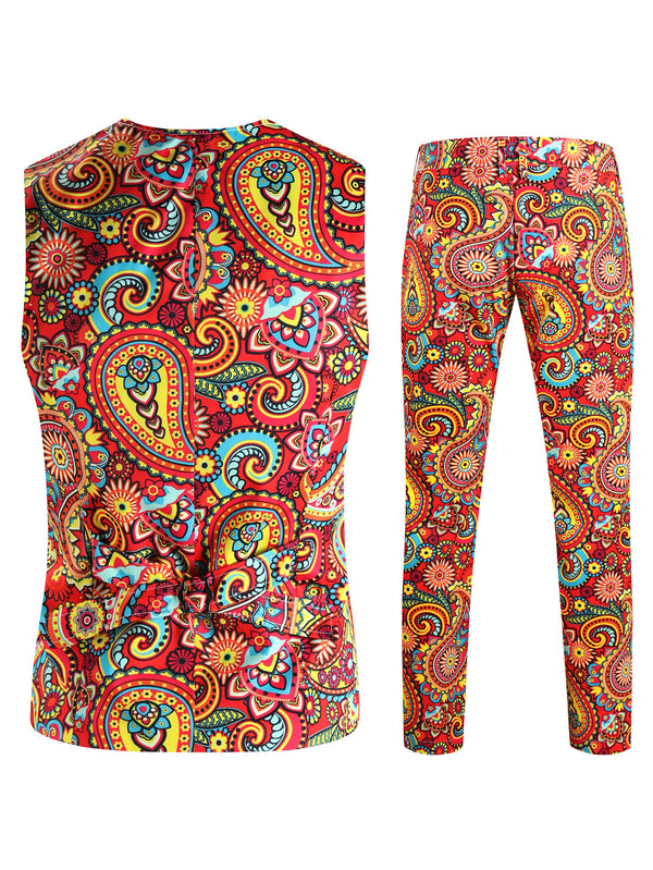 Men's Multicolor Ethnic Printed Vest Suit