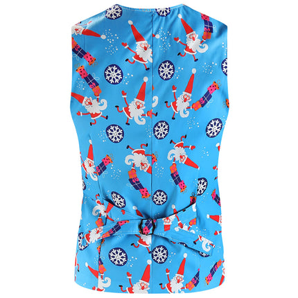Men's Fresh Printed Vest Suit #2TZMK652 - Suits | Blue / M