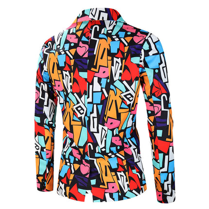 Men's Colorful Graffiti Fashion Suit Set (Blazer + Pants) - Suits | Multicolour / M