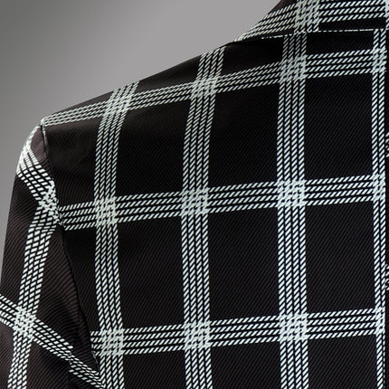 Men's Plaid Blazer - Slim Fit Stylish Checkered Suit Jacket for Parties & Weddings - Blazers | Blue Plaid / M