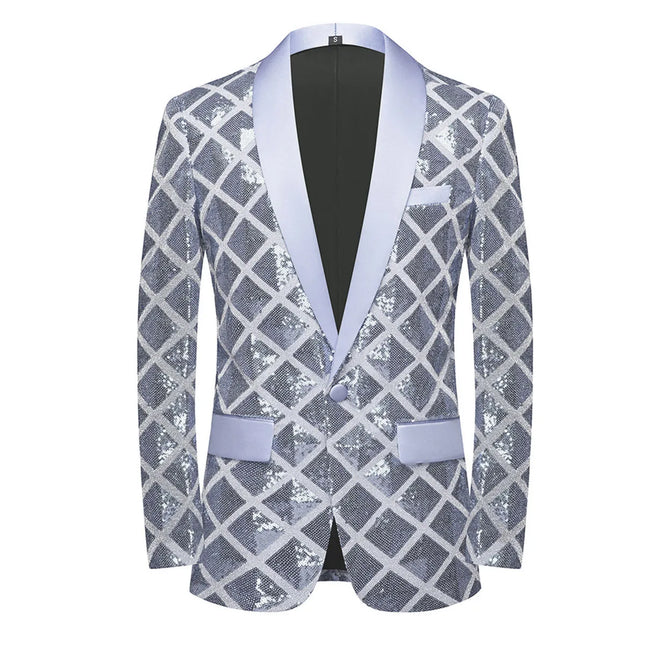 Men's Plaid Sequins Tuxedo #S8230