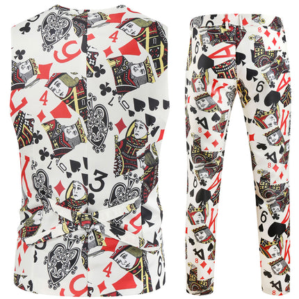 Men's Poker Print Vest Suit - Vests | Multicolour / M