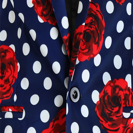Men's Rose Dot Print Suit #2TZ163 - Suits | Black / M