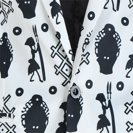 Men's Chic Printed Blazer #X327 - Blazers | White / M