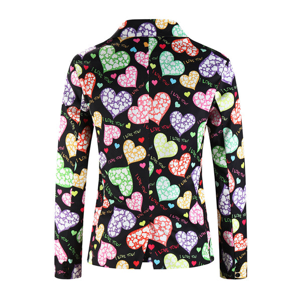Men's Colorful Heart Print Suit #2TZ-XX236