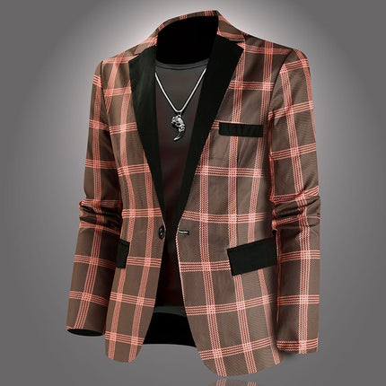 Men's Plaid Blazer - Slim Fit Stylish Checkered Suit Jacket for Parties & Weddings - Blazers | Blue Plaid / M