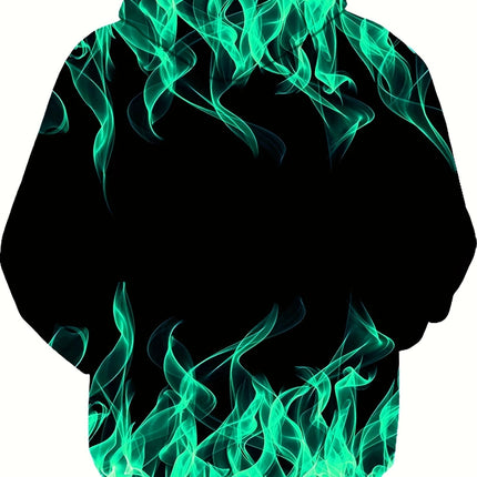 Men's Flame Print Hoodie #25703041 - | Cyan / S