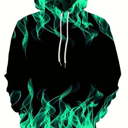 Men's Flame Print Hoodie #25703041 - | Cyan / S