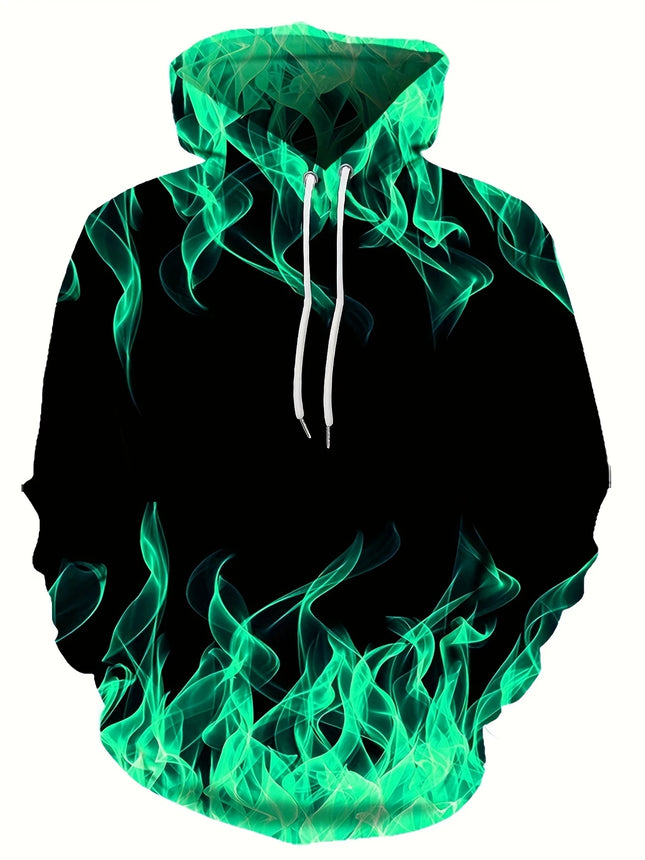 Men's Flame Print Hoodie #25703041 - | Cyan / S