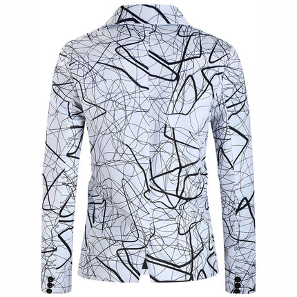 Men's Graffiti Print Art Suit Set - Black & White Trendy Blazer and Pants - | Multicolour / M