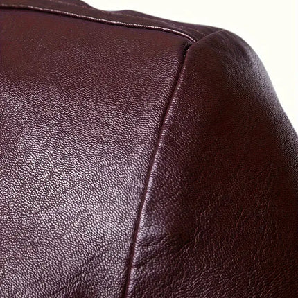 Men's Leather Jacket #25061245 - | Burgundy / 2XS