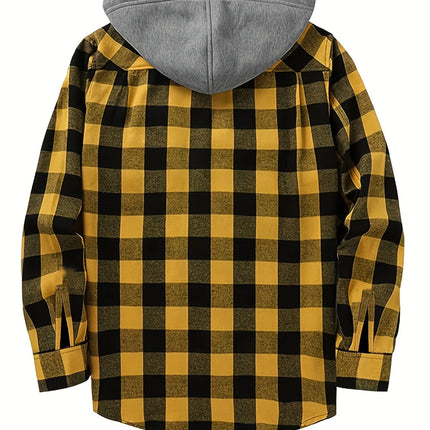 Men's Casual Plaid Hoodie #25701038 - | Black / S