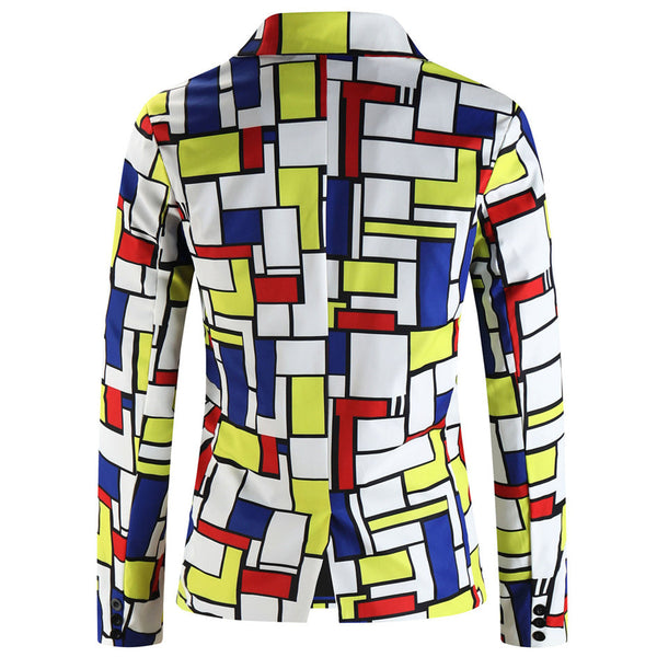 Men's Square Print Suit #2TZ-XX1136