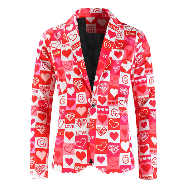 Men's Heart Print Suit #2TZ-XX235