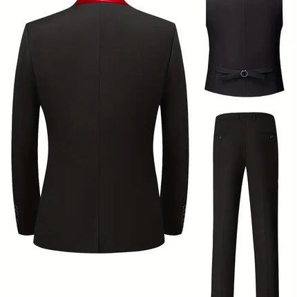 Men's 3pcs Suit #25061131 - Suits | Burgundy / XS
