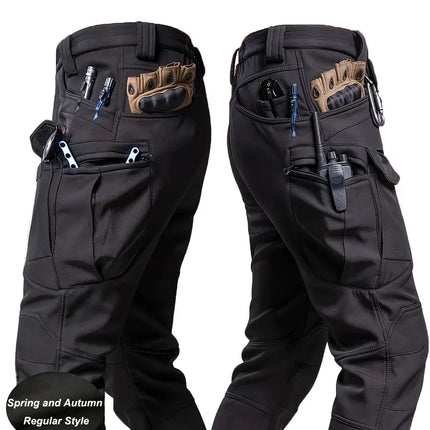 Men's Tactical Pants Multi-Pocket Cargo Work Pants Spring Fall - Pants | Black / S