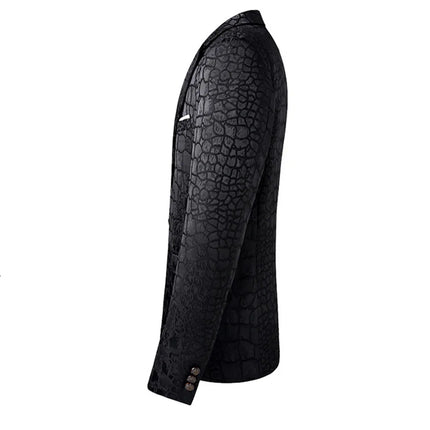 Men's Leopard Print Blazer #S8038 - Blazers | Black / XS