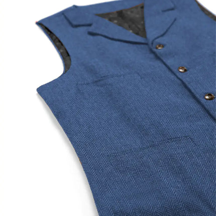 Men's Retro Tweed Suit Vest #800 - | Black / XS