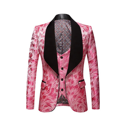 Men's Multicolor Textured 3-Piece Suit  #S8504-3