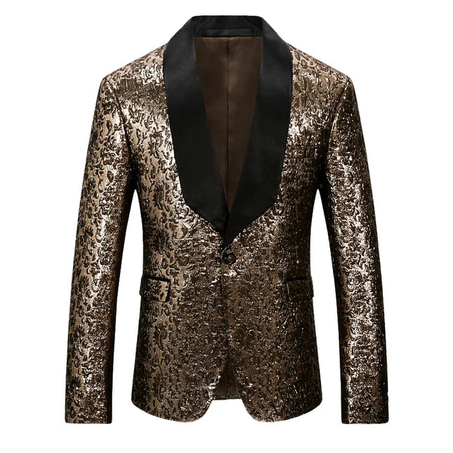 Men's Gilded Elegance Tuxedo #S8588 - Blazers | Golden / XS