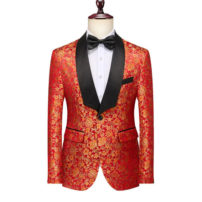 Men's Red Floral Suit  #S8305
