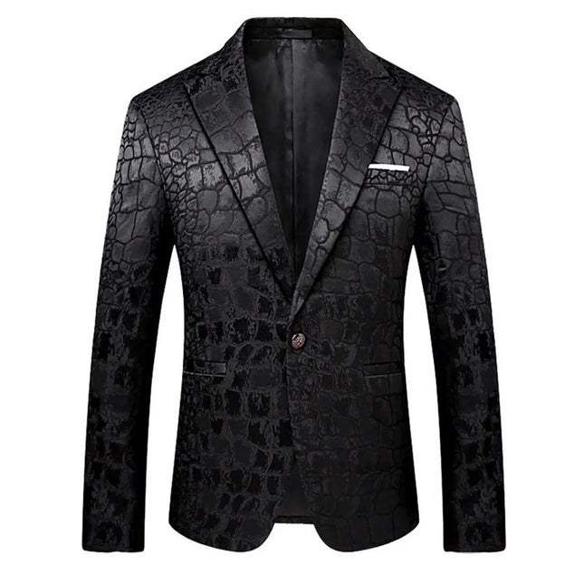 Men's Leopard Print Blazer #S8038 - Blazers | Black / XS