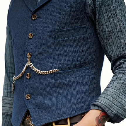 Men's Retro Tweed Suit Vest #800 - | Blue / XS