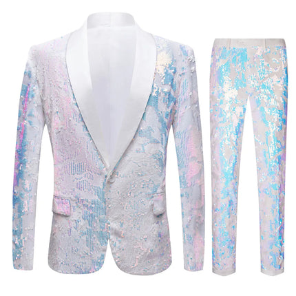 Men's Multicolor Velvet Sequins Suit #S8055-1 - Suits | Color8 / XS