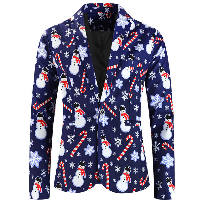 Men's Christmas Print Blazer #X656 - Blazers | Multicolour / M
