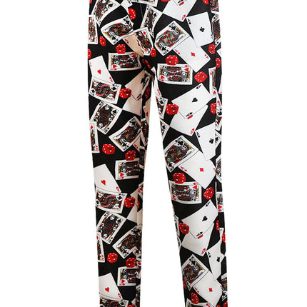 Black Poker Print Trousers - Pants | Multicolor / M