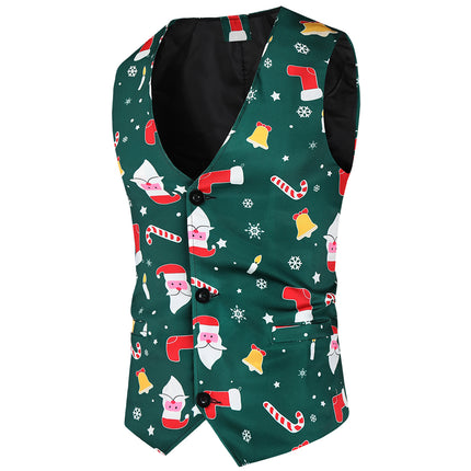 Men's Christmas Print Vest #MJ38 - Vests | Multicolour / M