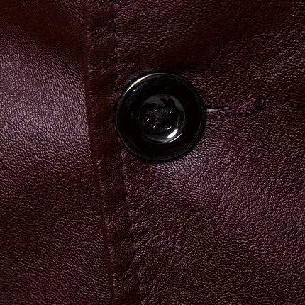 Men's Leather Jacket #25061245 - | Burgundy / 2XS