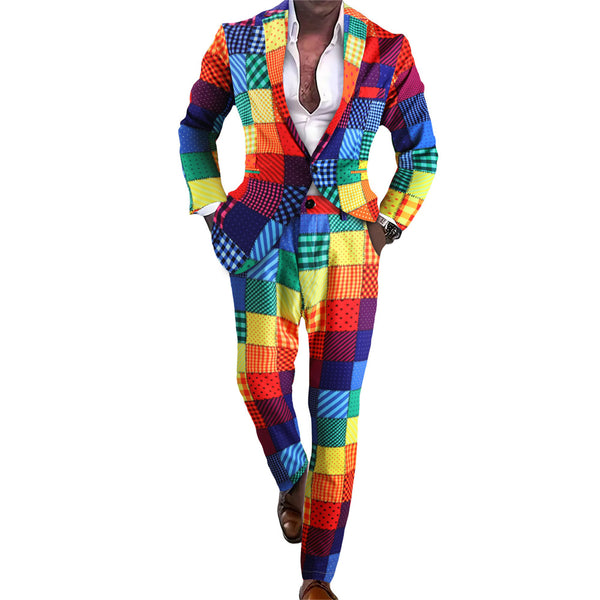 Men's Rainbow Print Suit #2TZ2503