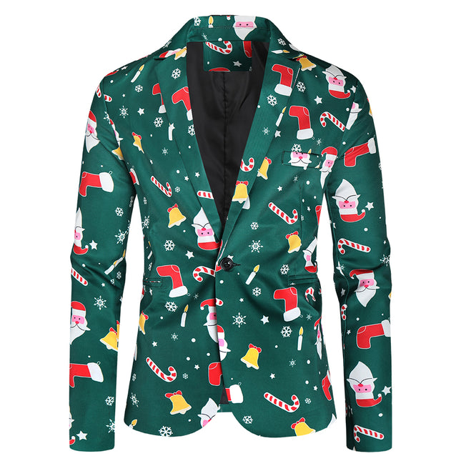 Men's Christmas Print Blazer #X38 - Blazers | Multicolour / M