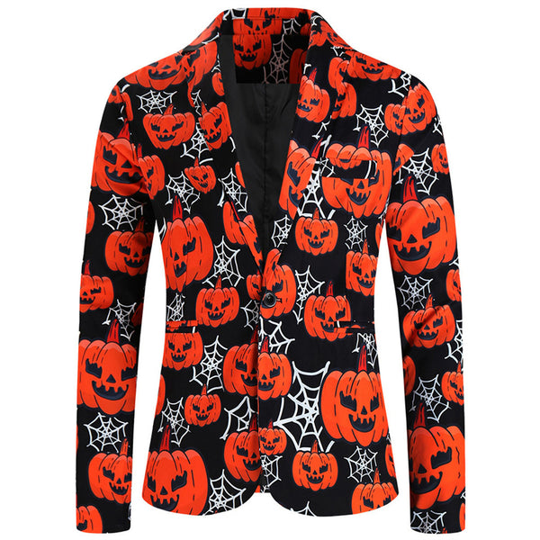 Men's Pumpkin Print Blazer #X121