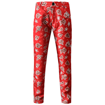 Men's Stylish Christmas Print Pants #XK51 - Pants | Burgundy / M