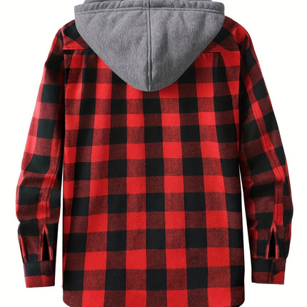 Men's Casual Plaid Hoodie #25701038 - | Black / S