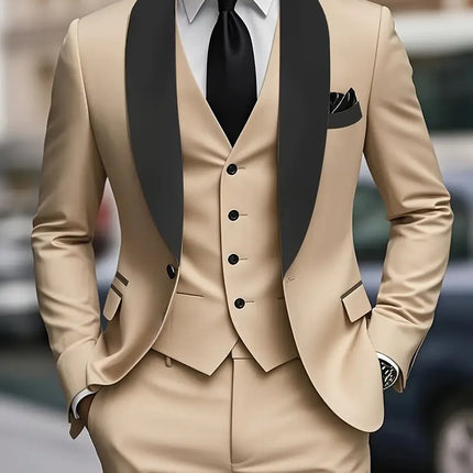 Men's 3pcs suit #311 - | Black / XXS
