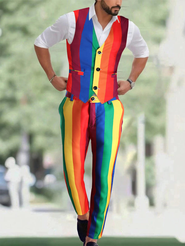 Men's Rainbow Vest Suit