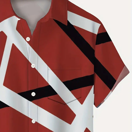 Men's Geometric Print Shirt #25060914 - | Red / L