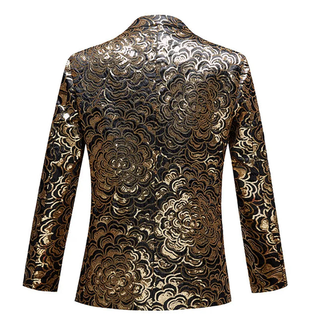 Men's Gold Glitter Flower Blazer  #S8098