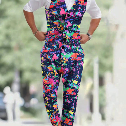 Men's Multicolor Printed Vest Suit - Vests | Multicolour / M
