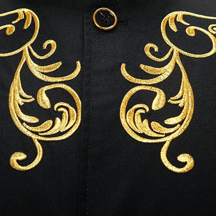 Men's Regal Floral Embroidery Blazer #S8536-1 - Blazers | Black / M