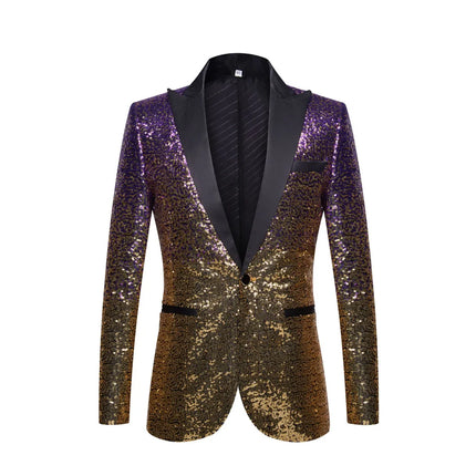 Men's Golden Multicolor Sequins Blazer #S8051 - Blazers | Color4 / XS