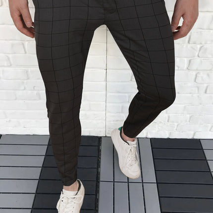Men's Elegant Plaid Pants #XK6001 - Pants | White / S