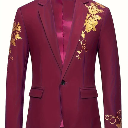 Men's Hot Stamping Blazer #25060706 - Blazers | Burgundy / M
