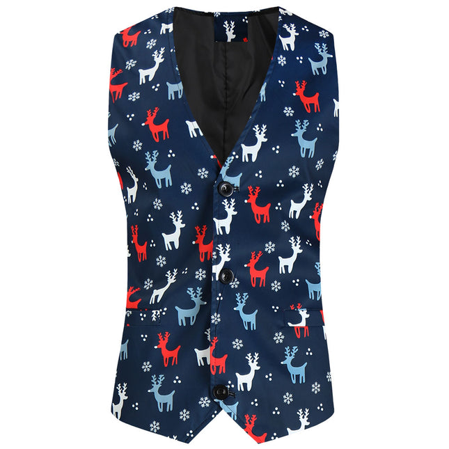 Men's Christmas Elk Vest #MJ633 - Vests | Multicolour / M