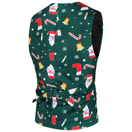 Men's Christmas Print Vest #MJ38 - Vests | Multicolour / M