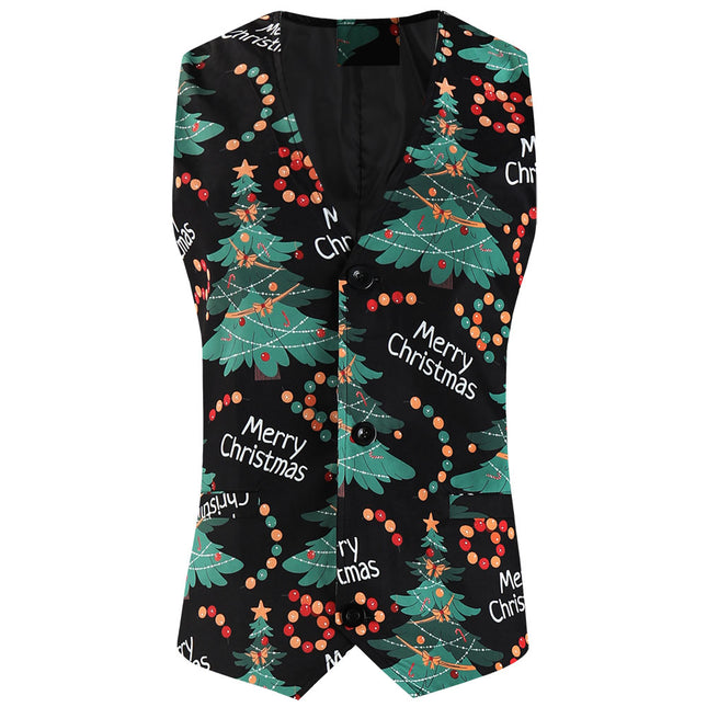 Men's Christmas Printed Vest #MJ658 - Vests | Multicolour / M